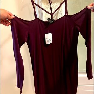 Burgundy off the shoulder dress